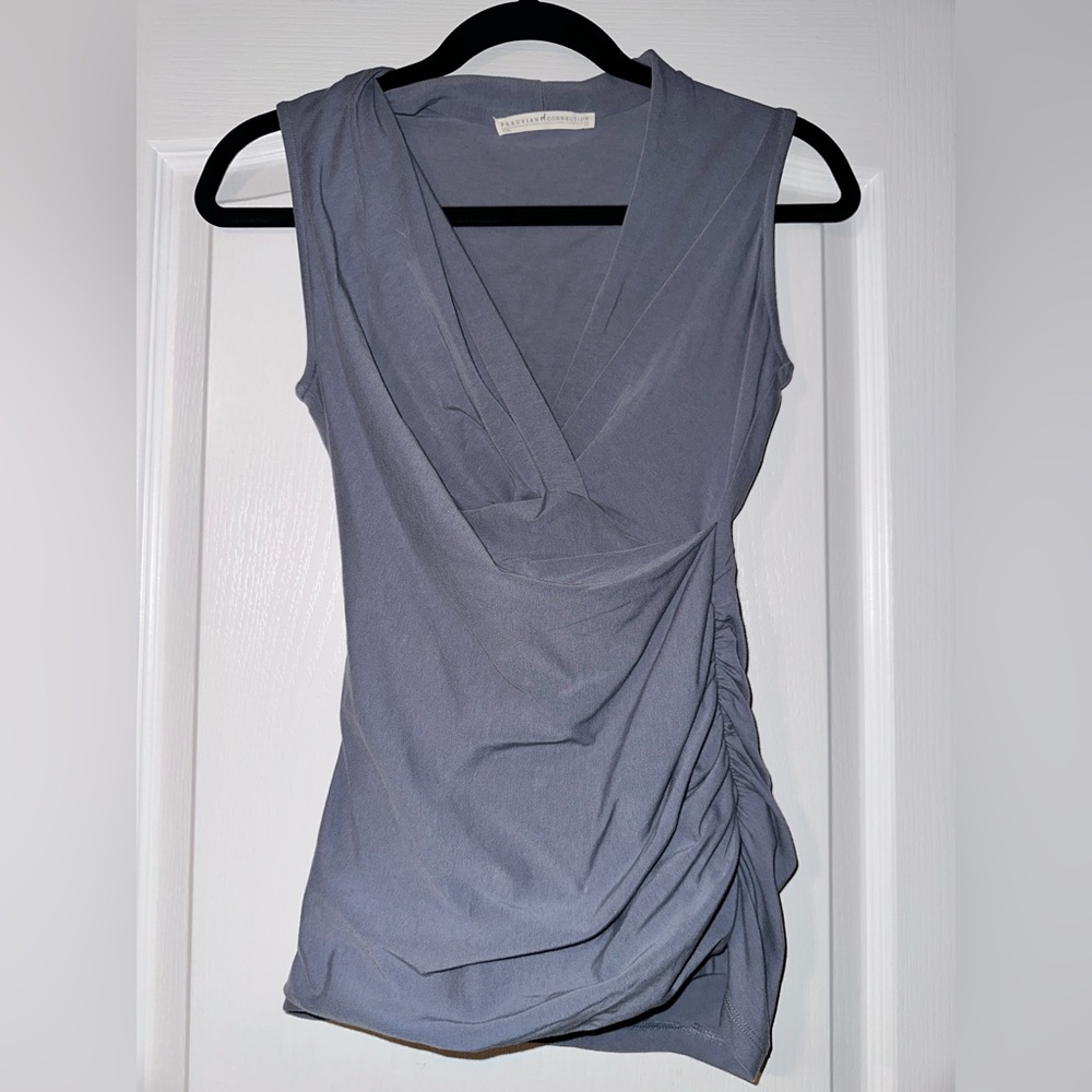 Peruvian Connection Blue Sleeveless Soft Shirt XS